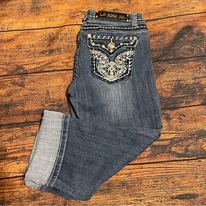 LA Idol USA low rise blue denim capris
